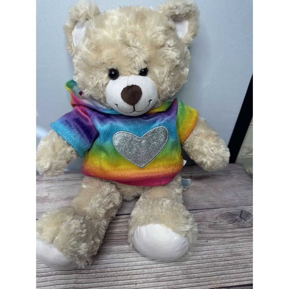 Build‎ A Bear Workshop Plush With Rainbow  Tie Dye Heart Sweatshirt